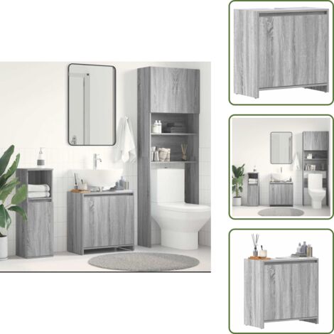 Armadio da bagno grigio - vidaXL Armadietto Bagno Grigio Sonoma 60x33x61 cm in Legno Multistrato - Armadio da bagno multistrato