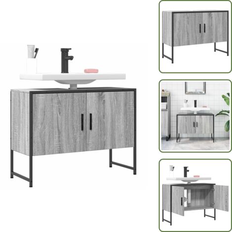 Armadio da bagno in legno - vidaXL Mobile Lavabo Bagno Grigio Sonoma 60x30x60 cm Legno Multistrato - Armadio da bagno grigio