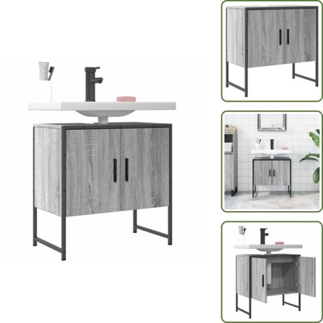 Armadio da bagno in legno - vidaXL Mobile Lavabo Bagno Grigio Sonoma 60x33x60 cm Legno Multistrato - Armadio da bagno grigio