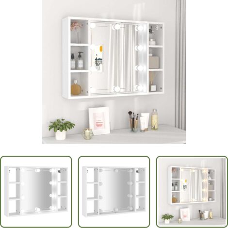 Armadio da bagno -  Mobile a Specchio con LED Bianco 76x15x55 cm