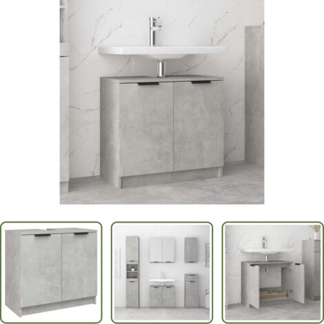 Armadio da bagno -  Mobile Bagno Grigio Cemento 64,5x33,5x59cm in Legno Multistrato