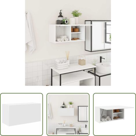 Armadio da bagno -  Mobile da Bagno a Parete Bianco 60x25x30cm in Legno Multistrato