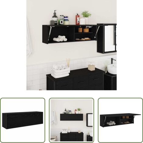 Armadio da bagno -  Mobile da Bagno a Parete Nero 100x25x30 cm in Truciolato