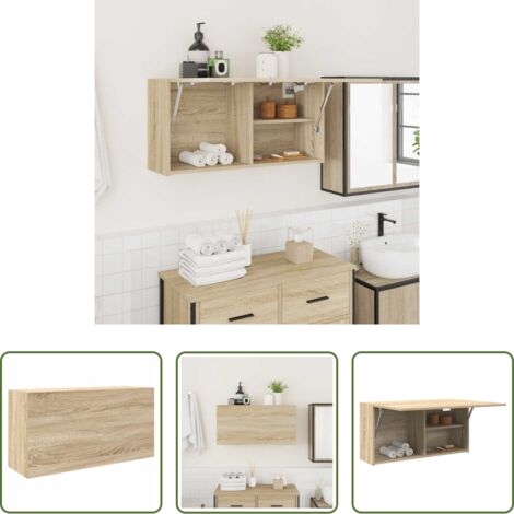 Armadio da bagno -  Mobile da Bagno a Parete Rovere Sonoma 80x25x40 cm Truciolato