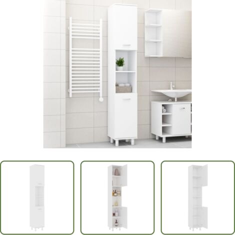 Armadio da bagno -  Mobile da Bagno Bianco 30x30x179 cm in Legno Multistrato