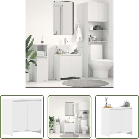 Armadio da bagno -  Mobile da Bagno Bianco 60x33x61 cm in Legno Multistrato