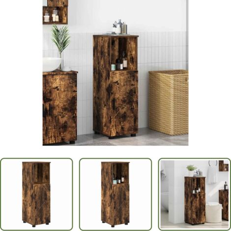 Armadio da bagno -  Mobile da Bagno con archiviazione Rovere fumé 30 x 35 x 95 cm
