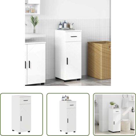 Armadio da bagno -  Mobile da Bagno con cassetto Bianco Lucido 30 x 35 x 80 cm