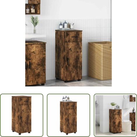 Armadio da bagno -  Mobile da Bagno con cassetto Rovere fumé 30 x 35 x 80 cm