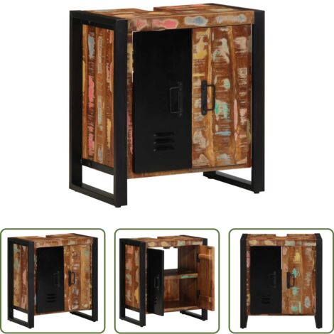 Armadio da bagno -  Mobile da Bagno con porta Marrone Legno Recuperato Massello