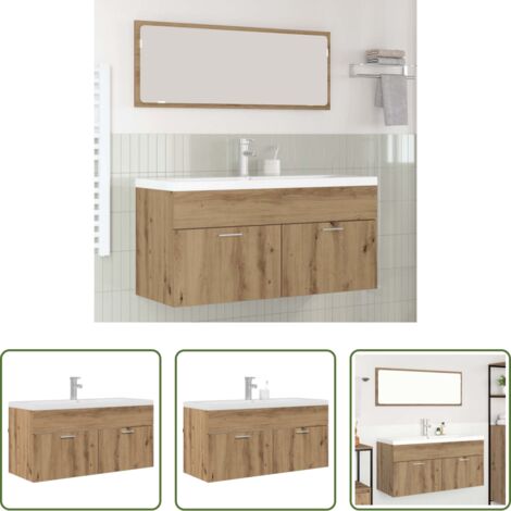 Armadio da bagno -  Mobile da Bagno con porta Rovere artigianale 100 x 38,5 x 46 cm