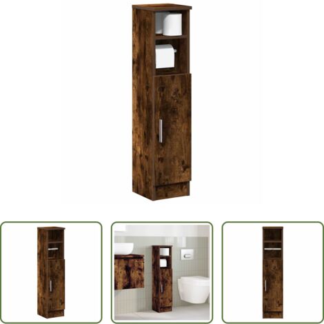 Armadio da bagno -  Mobile da Bagno con Portarotolo Rovere Fumo 20,5x22x90 cm