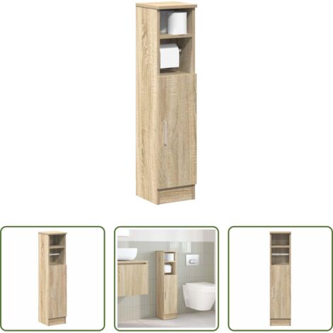 Armadio da bagno -  Mobile da Bagno con Portarotolo Rovere Sonoma 20,5x22x90 cm
