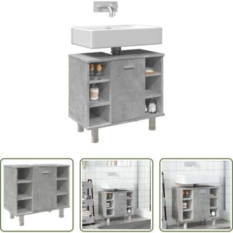 Armadio da bagno - Mobile da Bagno Grigio Cemento 60x32x53,5 cm Legno Multistrato