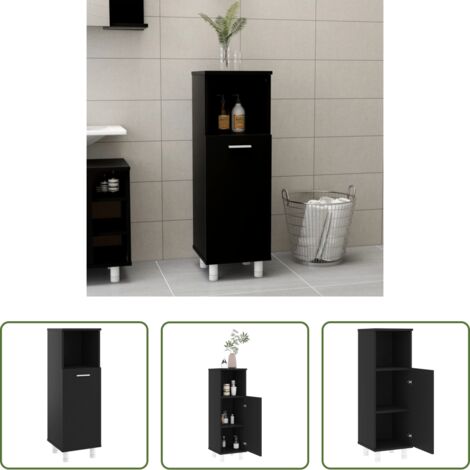 Armadio da bagno -  Mobile da Bagno Nero 30x30x95 cm in Legno Multistrato
