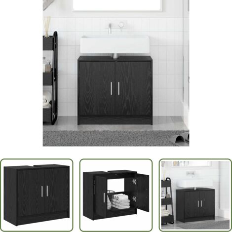 Armadio da bagno -  Mobile da Bagno Rovere Nero 63 x 29 x 55 cm Legno multistrato