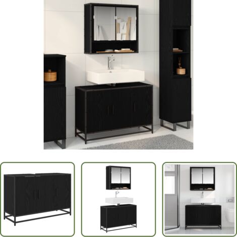 Armadio da bagno -  Mobile da Bagno Rovere Nero 90 x 33 x 60 cm Legno multistrato