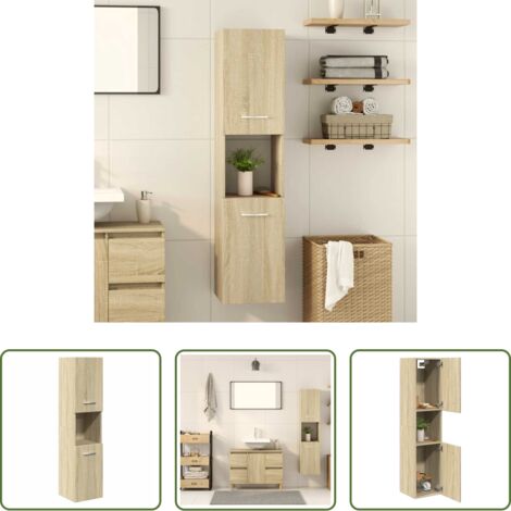 Armadio da bagno -  Mobile da Bagno Rovere Sonoma 30x30x130 cm in Legno Multistrato