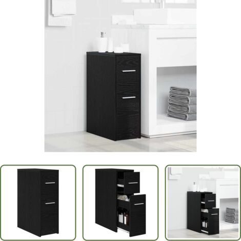 Armadio da bagno moderno -  Set di mobili per il bagno Rovere Nero 22 x 44 x 61.5 cm