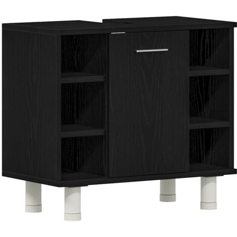 Armadio da Bagno  Nero Rovere 60x32x54 cm Legno ingegnerizzato vidaXL