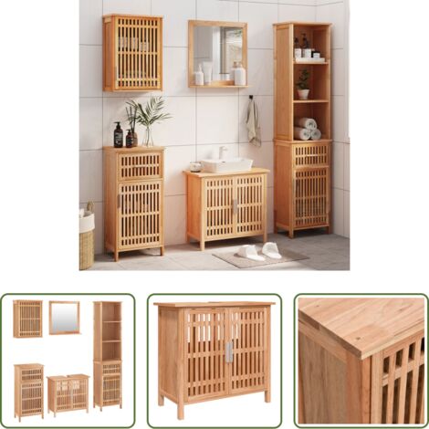 Armadio da bagno -  Set Mobili da Bagno 5pz in Legno Massello di Noce