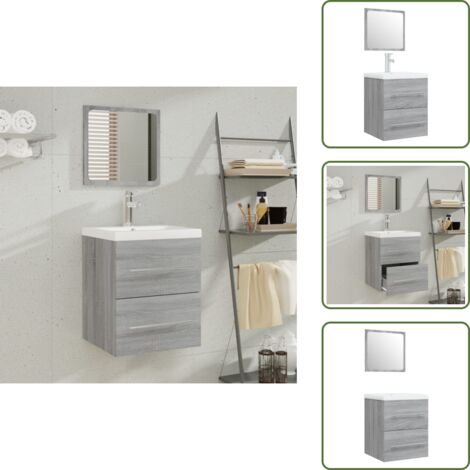 Armadio da bagno - vidaXL Mobile Bagno e Lavabo Integrato Grigio Sonoma Legno Multistrato - Lavabo in ceramica