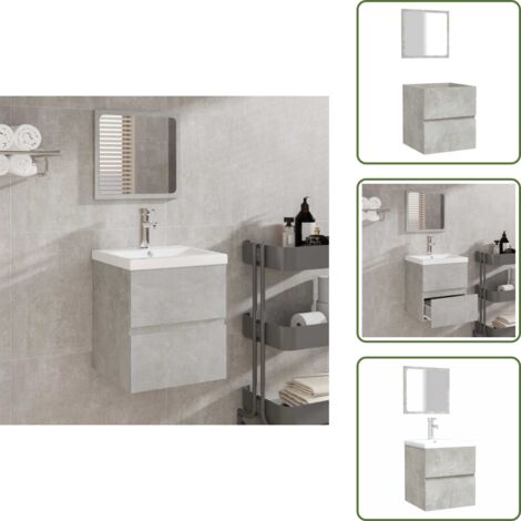 Armadio da bagno - vidaXL Mobile da Bagno con Specchio Grigio Cemento Legno Multistrato - Armadietto con specchio
