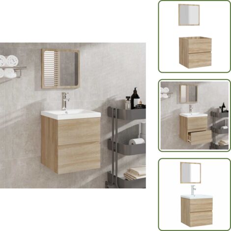 Armadio da bagno - vidaXL Mobile da Bagno con Specchio Rovere Sonoma in Legno Multistrato - Armadietto con specchio