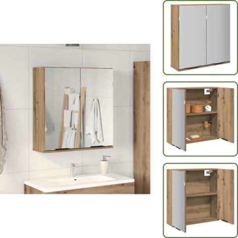 Armadio da bagno - vidaXL Mobile da Bagno Specchio Rovere Artigianale Legno Multistrato - Armadietto in legno