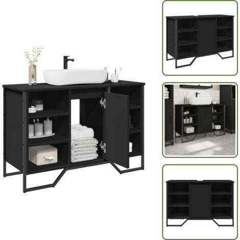 Armadio da bagno - vidaXL Mobile Lavabo Bagno Nero 91x35x60 cm in Truciolato - Armadietto in legno