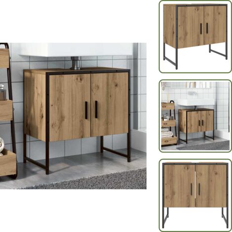 Armadio da bagno - vidaXL Mobile Lavabo Bagno Rovere Artigianale Legno Multistrato - Mobile in legno