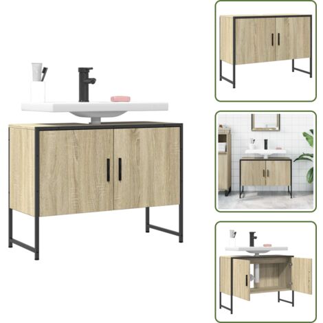 Armadio da bagno - vidaXL Mobile Lavabo Bagno Rovere Sonoma 60x30x60 cm Legno Multistrato - Armadietto per bagno