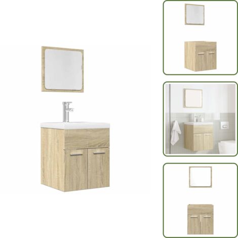 Armadio da bagno - vidaXL Set Mobili da Bagno 2 pz Rovere Sonoma in Legno Multistrato - Armadio con specchio