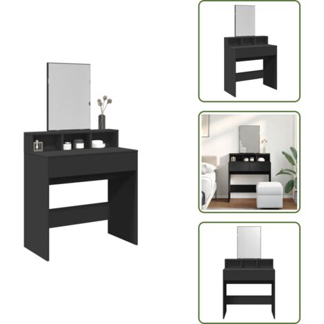 Armadio da bagno - vidaXL Toeletta con Specchio Nero 80x41x144,5 cm - Armadio con specchio