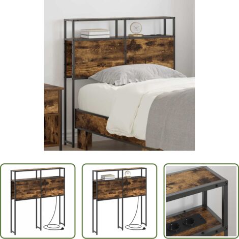 Armadio da camera da letto -  Testata contenitore Rovere fumo 100 cm Legno multistrato