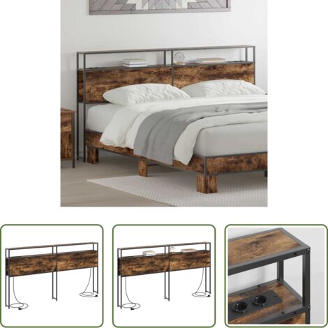 Armadio da camera da letto -  Testata contenitore Rovere fumo 200 cm Legno multistrato