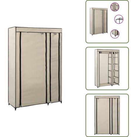 Armadio da campeggio - vidaXL Armadio Pieghevole Crema 110x45x175 cm in Tessuto - Armadio in pile
