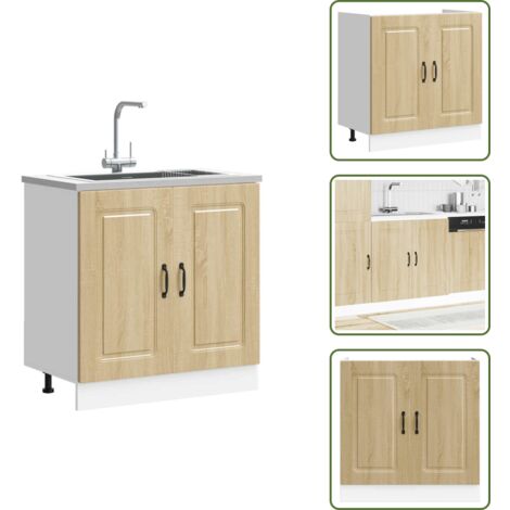 Armadio da cucina con porte - vidaXL Mobile base lavello Kalmar Rovere Sonoma 80x46x81,5 cm - Armadio da cucina con piedini
