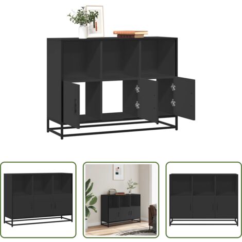 Armadio da cucina -  Credenza Nera 100x35x76 cm in Legno Multistrato