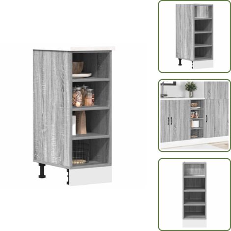 Armadio da cucina grigio - vidaXL Armadio Inferiore “Riga” Grigio Sonoma 30x44,5x81,5 cm - Armadio da cucina con piedini