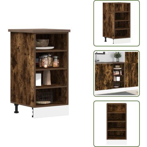 Armadio da cucina in truciolato - vidaXL Armadio Inferiore “Riga” Rovere Fumo 40x44,5x81,5 cm - Armadio da cucina con piedini regolabili
