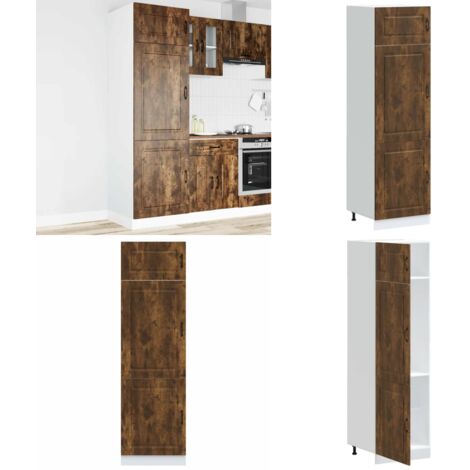 Armadio da Cucina Kalmar Rovere Fumo in Legno Multistrato - Armadio in truciolato - Armadio con porte