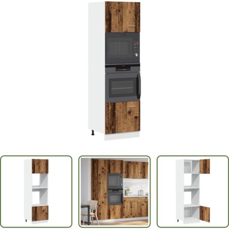 Armadio da cucina -  Mobile per Microonde “Lyon” Legno Antico 60x57x207 cm