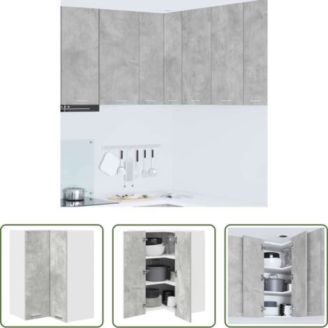 Armadio da cucina moderno -  Armadio pensile Grigio Cemento e Bianco 57 x 57 x 80 cm
