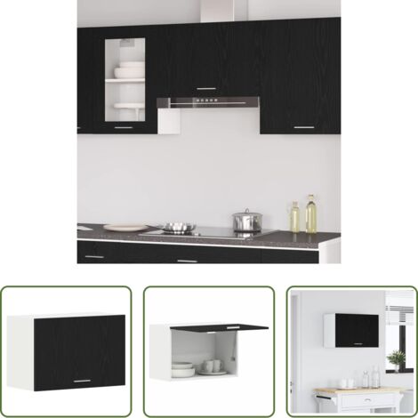 Armadio da cucina moderno -  Armadio pensile Lyon Rovere Nero 60 x 31 x 40 cm