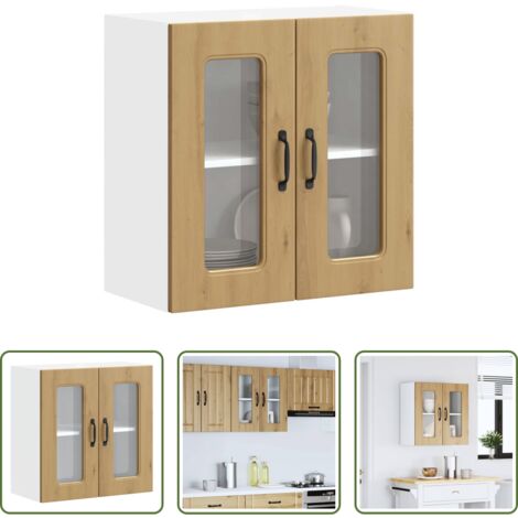 Armadio da cucina -  Pensile da Cucina con Porta in Vetro Kalmar Rovere Artigianale
