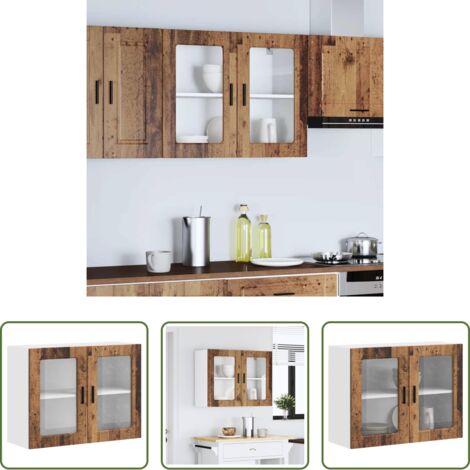 Armadio da cucina -  Pensile da Cucina con Porta in Vetro Porto Legno Vecchio