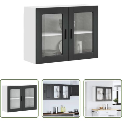 Armadio da cucina -  Pensile da Cucina con Porta in Vetro Porto Nero