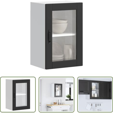Armadio da cucina -  Pensile da Cucina con Porta in Vetro Porto Nero