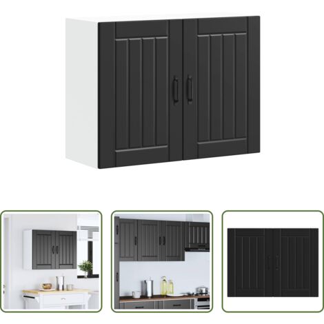 Armadio da cucina -  Pensile da Cucina Lucca Nero in Legno Multistrato